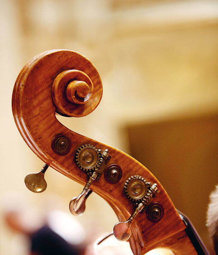 Detailaufnahme Hals eines Cellos